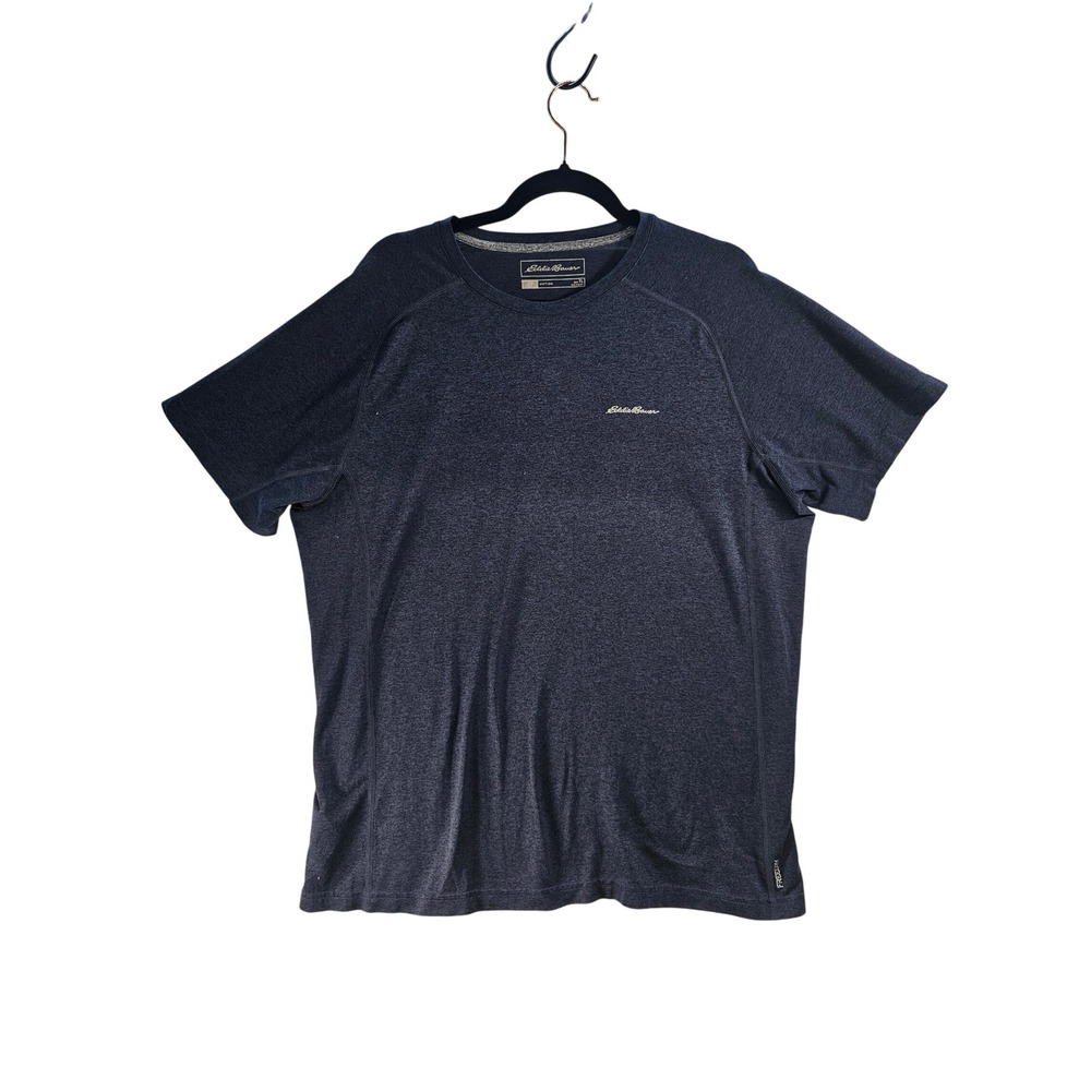 Eddie Bauer Motion Men's Tall Shirt Dark Heather Blue Short Sleeve Activewear TL